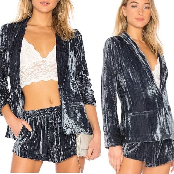 Majorelle Revolve Velvet Blue Festive Holiday Jacket Blazer Medium M